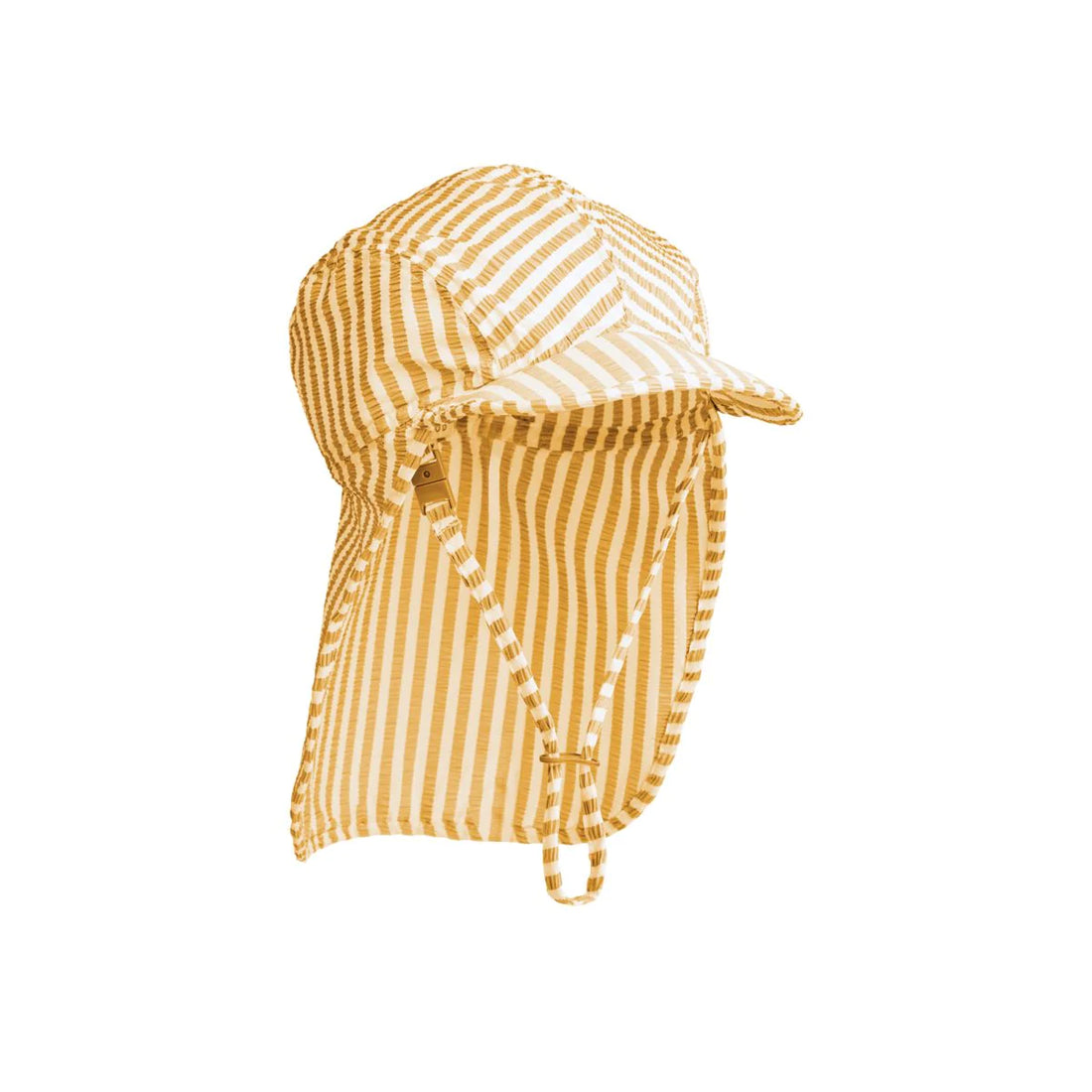 Die Lusio Sonnenkappe ist eine sportliche Variante einer Sonnenkappe und sorgt dafür, dass dein Kind in der Sonne vollständig bedeckt ist. Der leichte Hut hat eine weiche Krempe und zarte Streifen. 