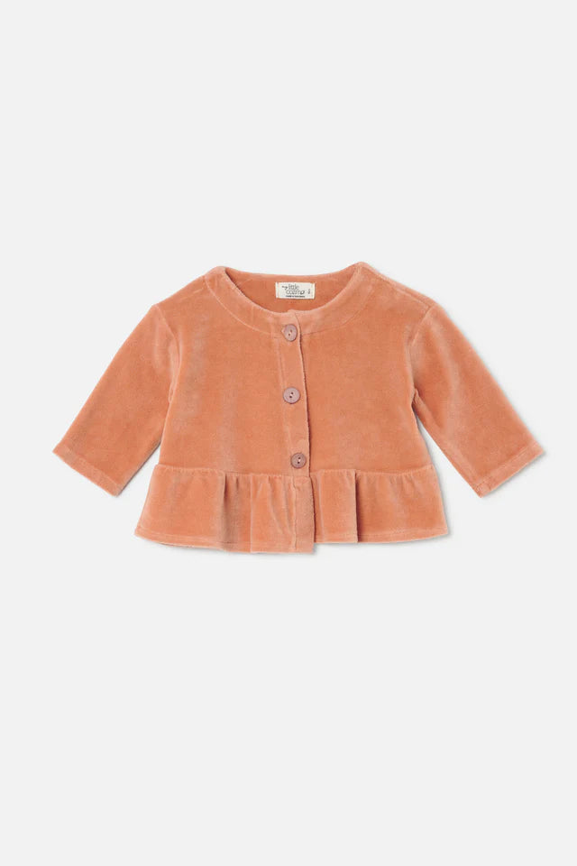 Süße Babyjacke aus Velour von My Little Cozmo ist extra weich, warm und perfekt für Herbst und Winter.