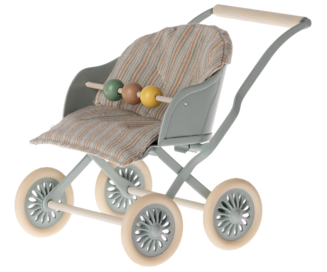 Maileg - Kinderwagen Babymaus blau