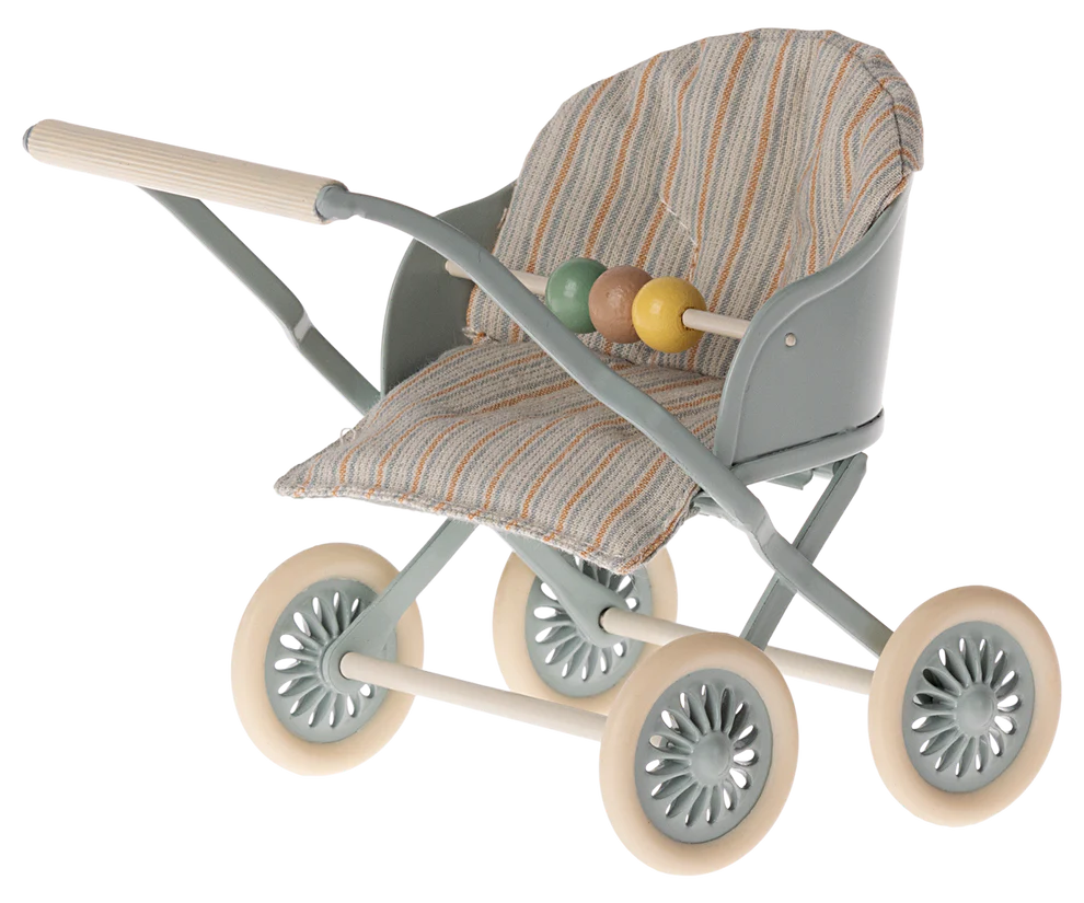 Maileg - Kinderwagen Babymaus blau