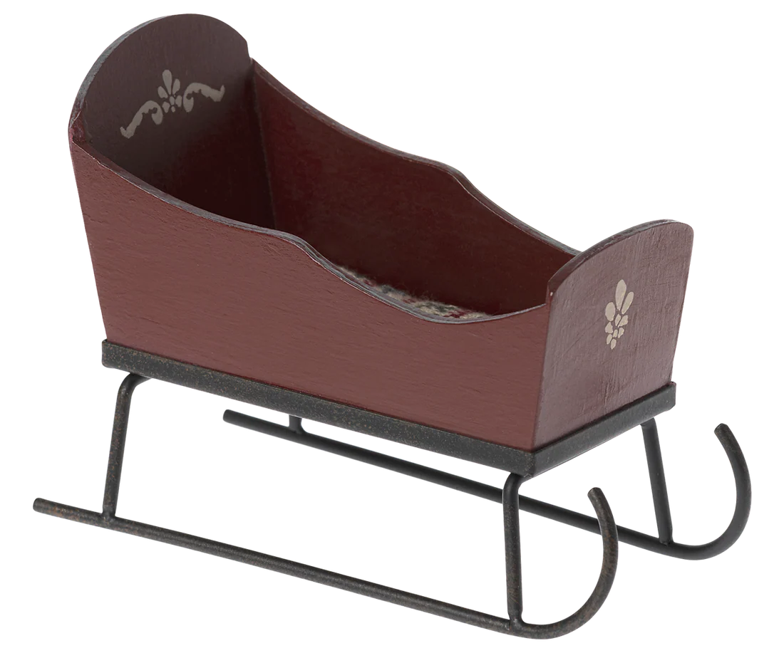 Maileg - Schlitten Maus in rot für Kinder