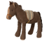 Das braune Pony ist aus wunderschönem weichem Cord gefertigt und hat einen Sattel auf dem Rücken