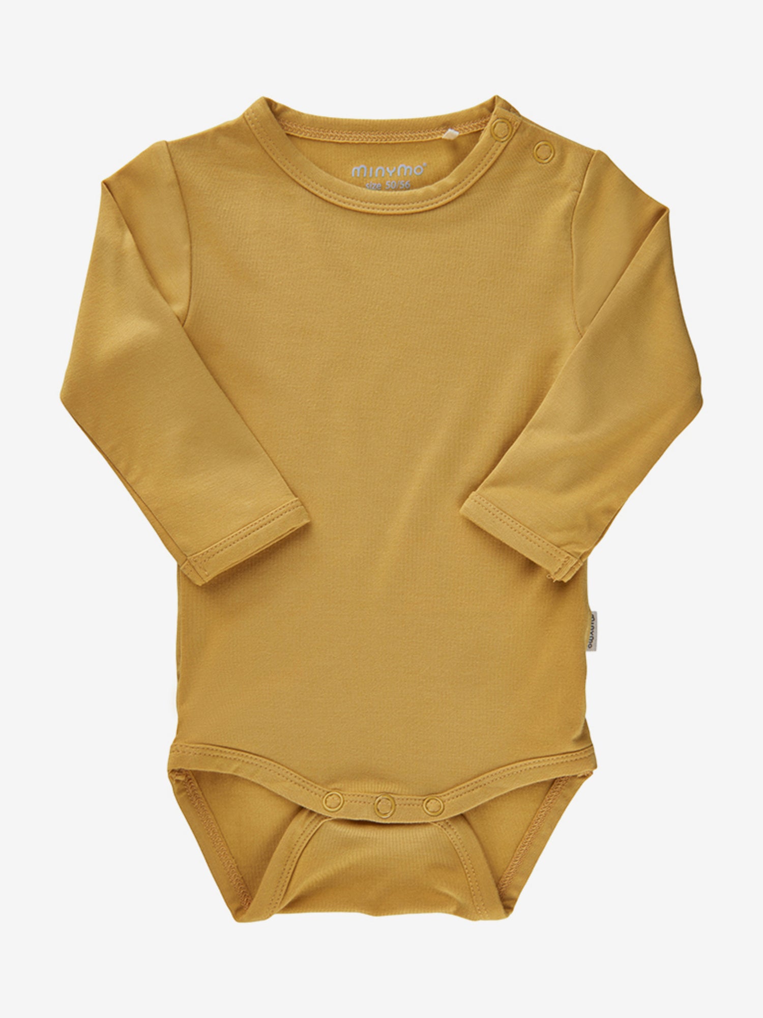 Minymo - Baby Body Langarm einfarbig in gelb mit Knöpfen zum leichter anziehen 