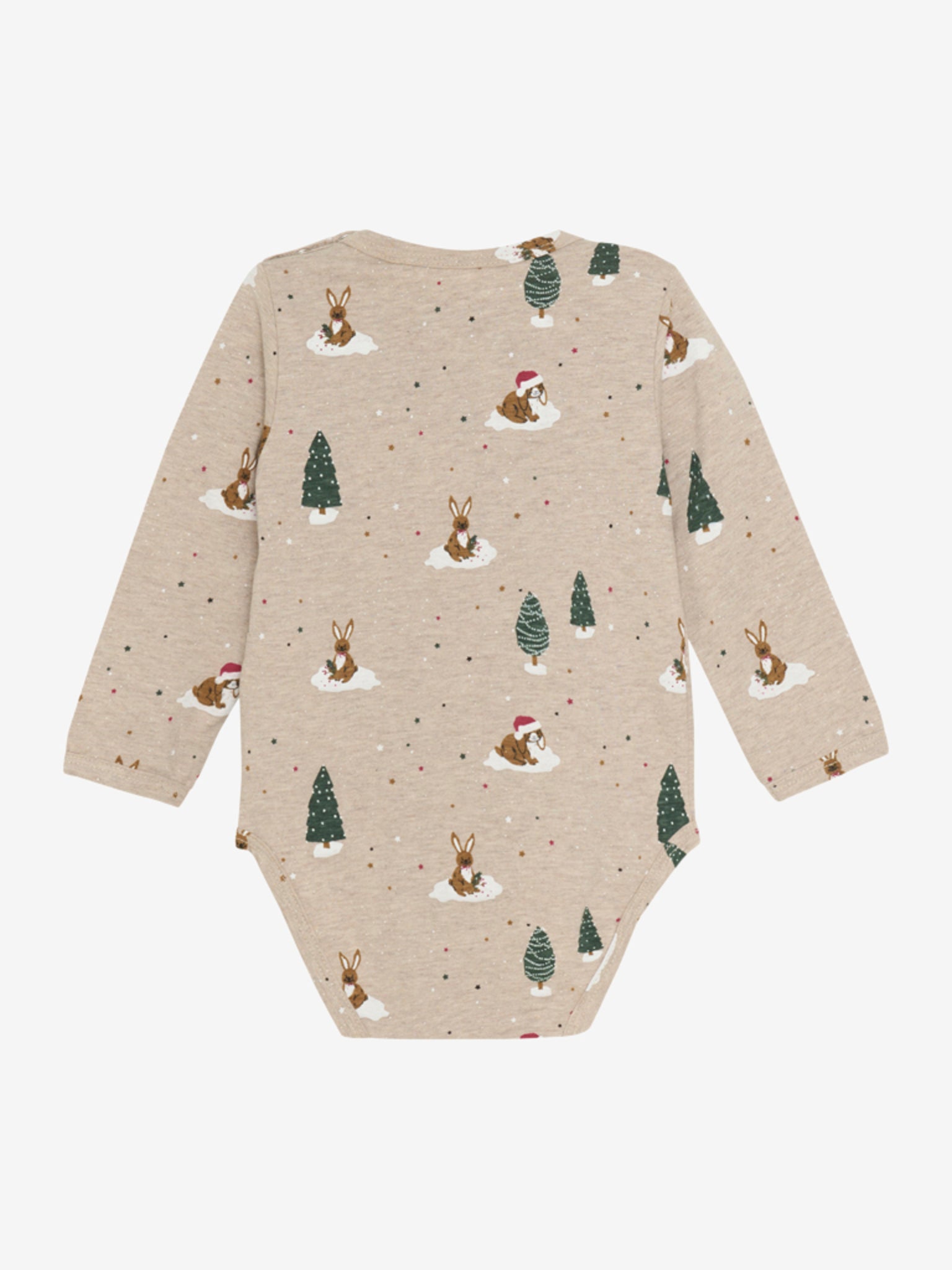 Minymo - Babybody mit Weihnachtsdruck beige