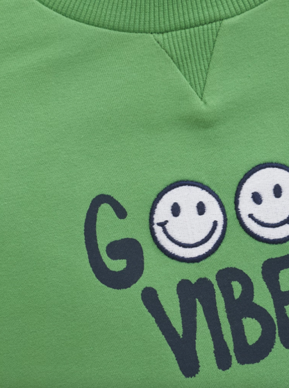 Minymo - Kinder Sweatshirt Good vibes grün