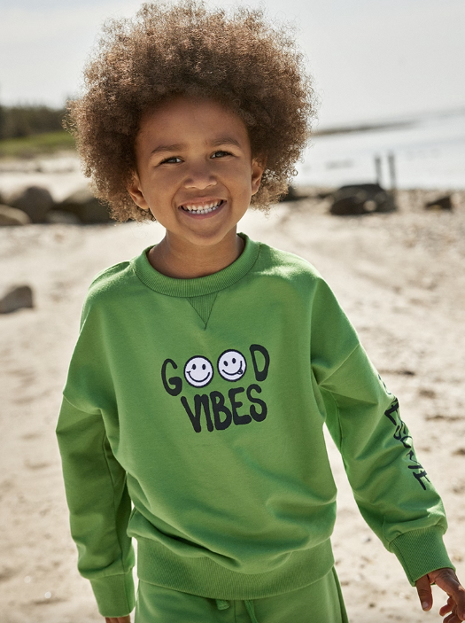 Minymo - Kinder Sweatshirt Good vibes grün