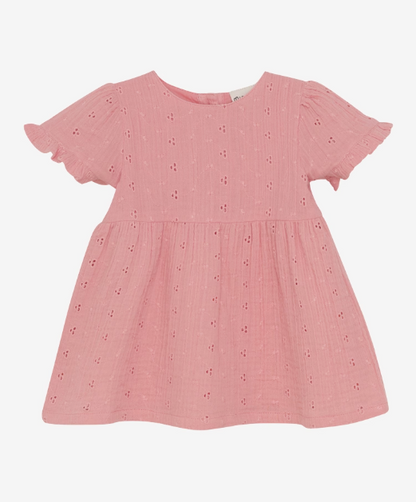 Schönes Kurzarmkleid mit Allover-Print für Mädchen von Minymo. 