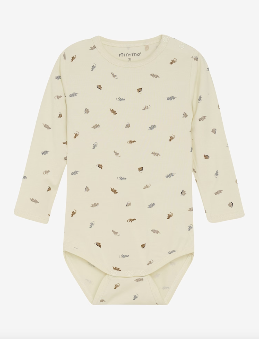 Wunderschöner einfarbiger langarm Body mit Aufdruck  für Mädchen und Jungen von Minymo