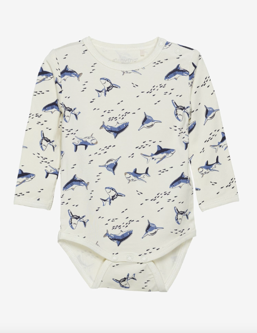 Wunderschöner einfarbiger langarm Body mit Aufdruck  für Mädchen und Jungen von Minymo