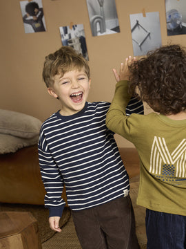 Minymo - Sweatshirt blau gestreift für Kinder aus Baumwolle