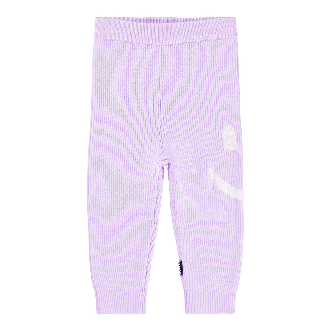 Molo - Leggings in lila mit weißem smiley für Baby/Mädchen (vorne)