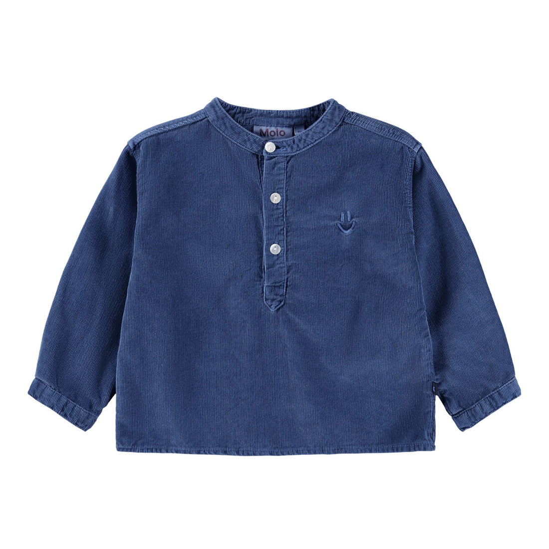 Molo - Samt-Langarmshirt in dunkelblau (vorne ein kleines Smiley) für Kinder/Babys