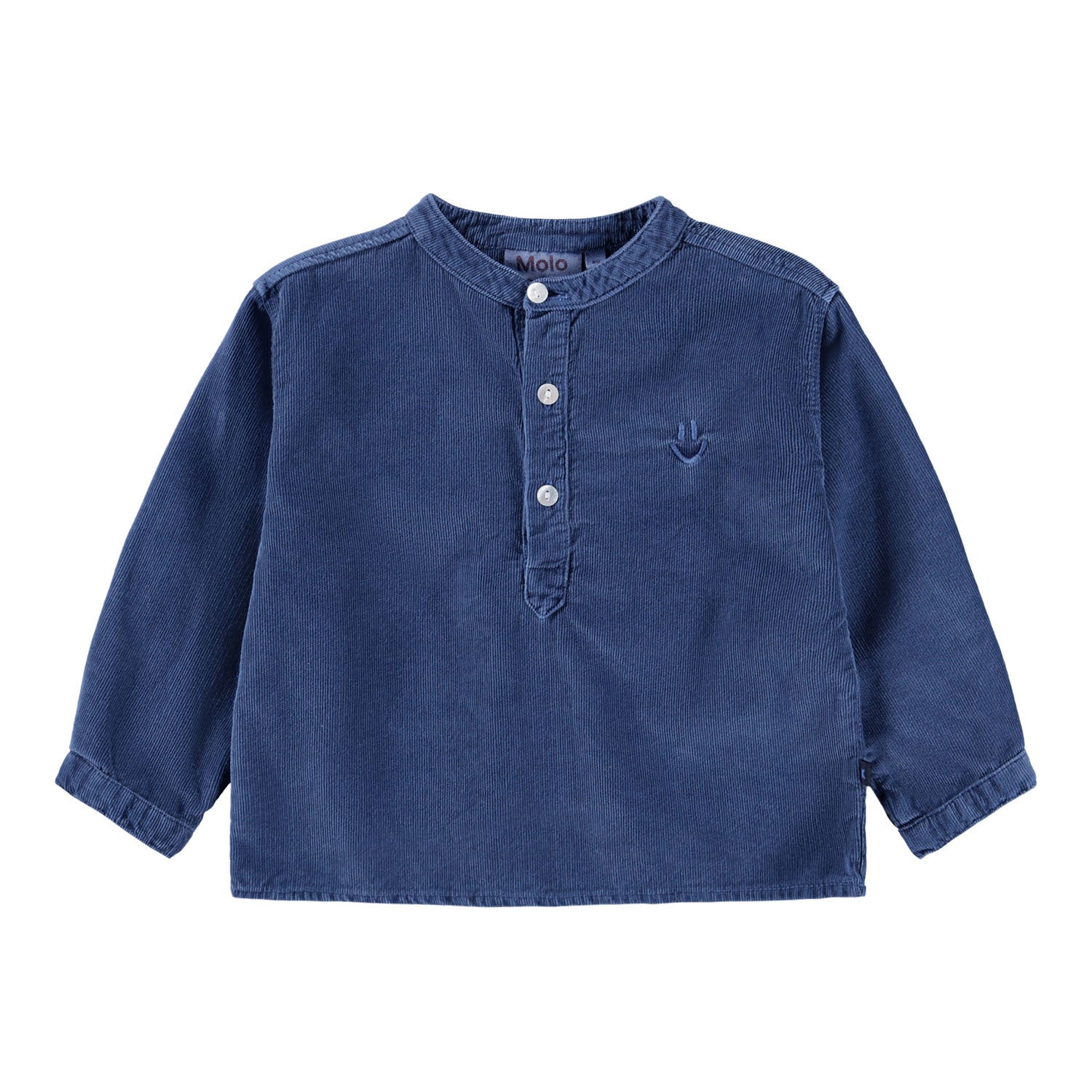 Molo - Samt-Langarmshirt in dunkelblau (vorne ein kleines Smiley) für Kinder/Babys