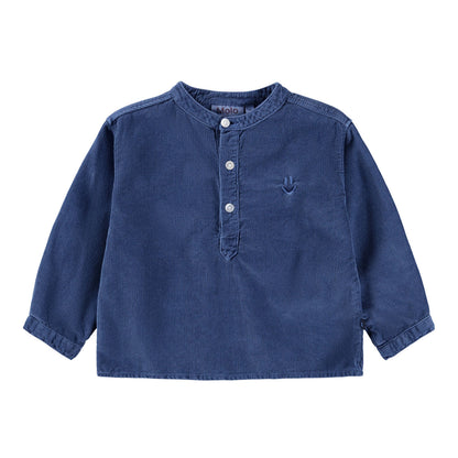Molo - Samt-Langarmshirt in dunkelblau (vorne ein kleines Smiley) für Kinder/Babys