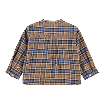 Molo - Langarmshirt braun blau kariert für Jungen/Babys 