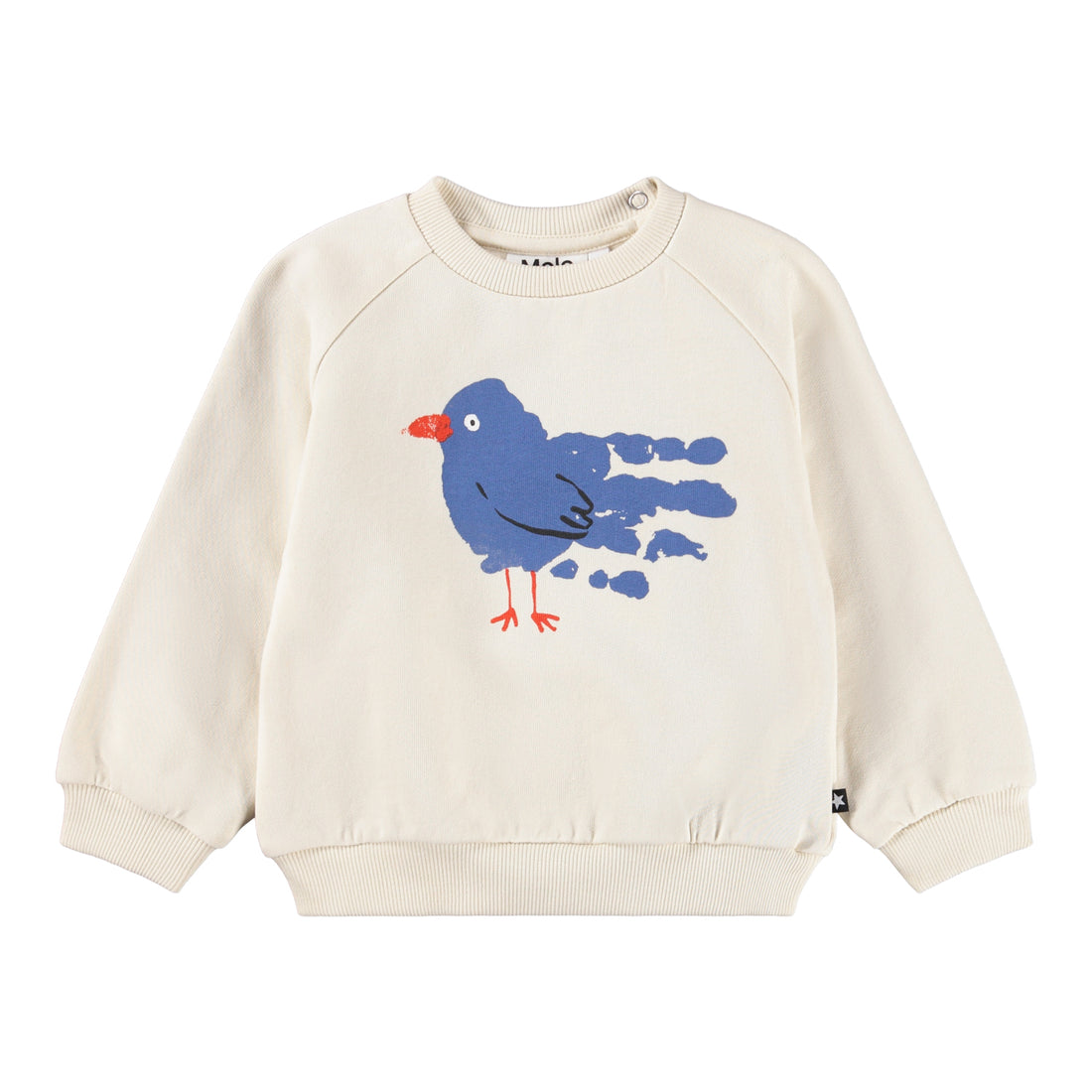 Molo - Sweatshirt in beige mit blauem Vogel für Babys/ Jungen / Mädchen