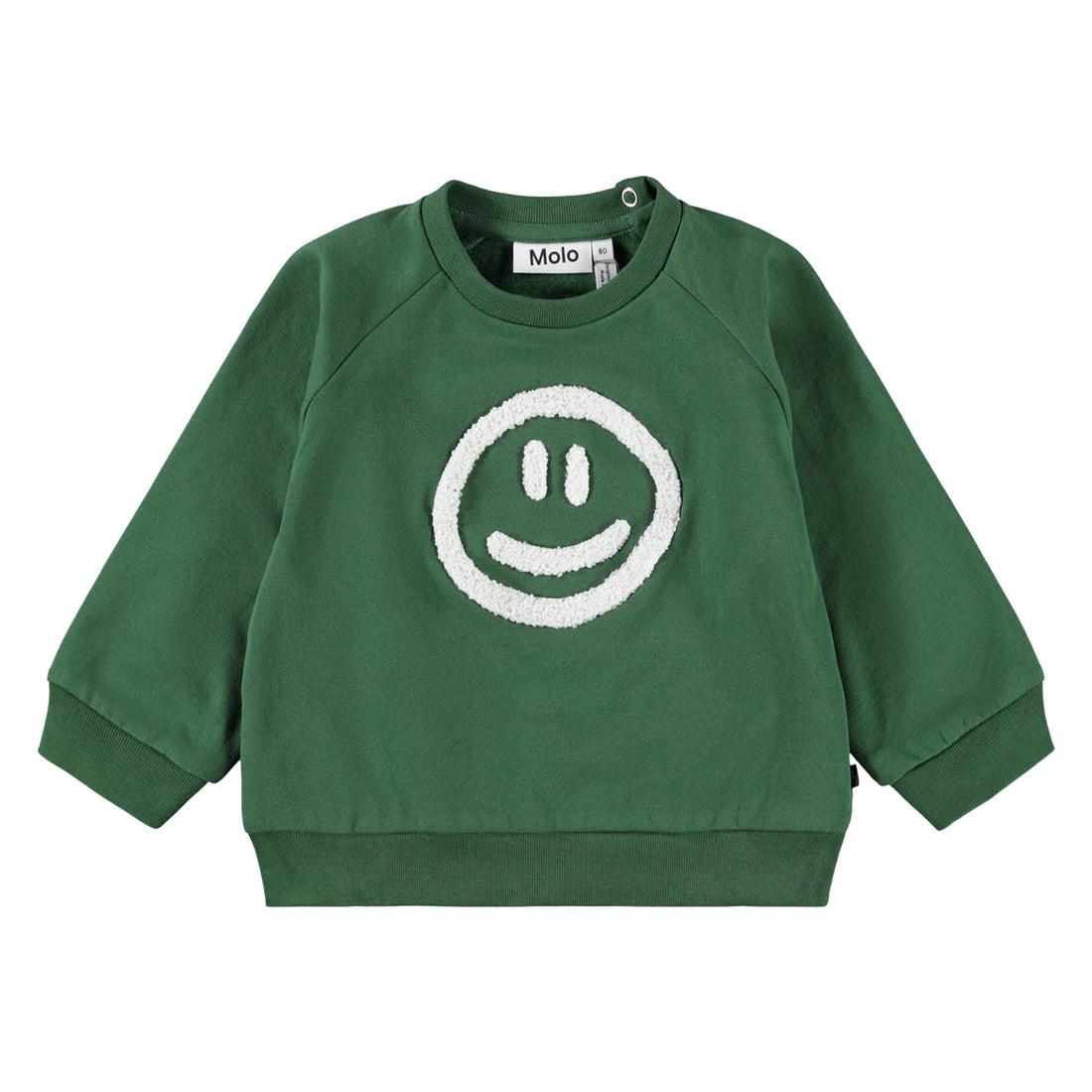 Molo - Sweatshirt in grün mit weißem Smiley vorne