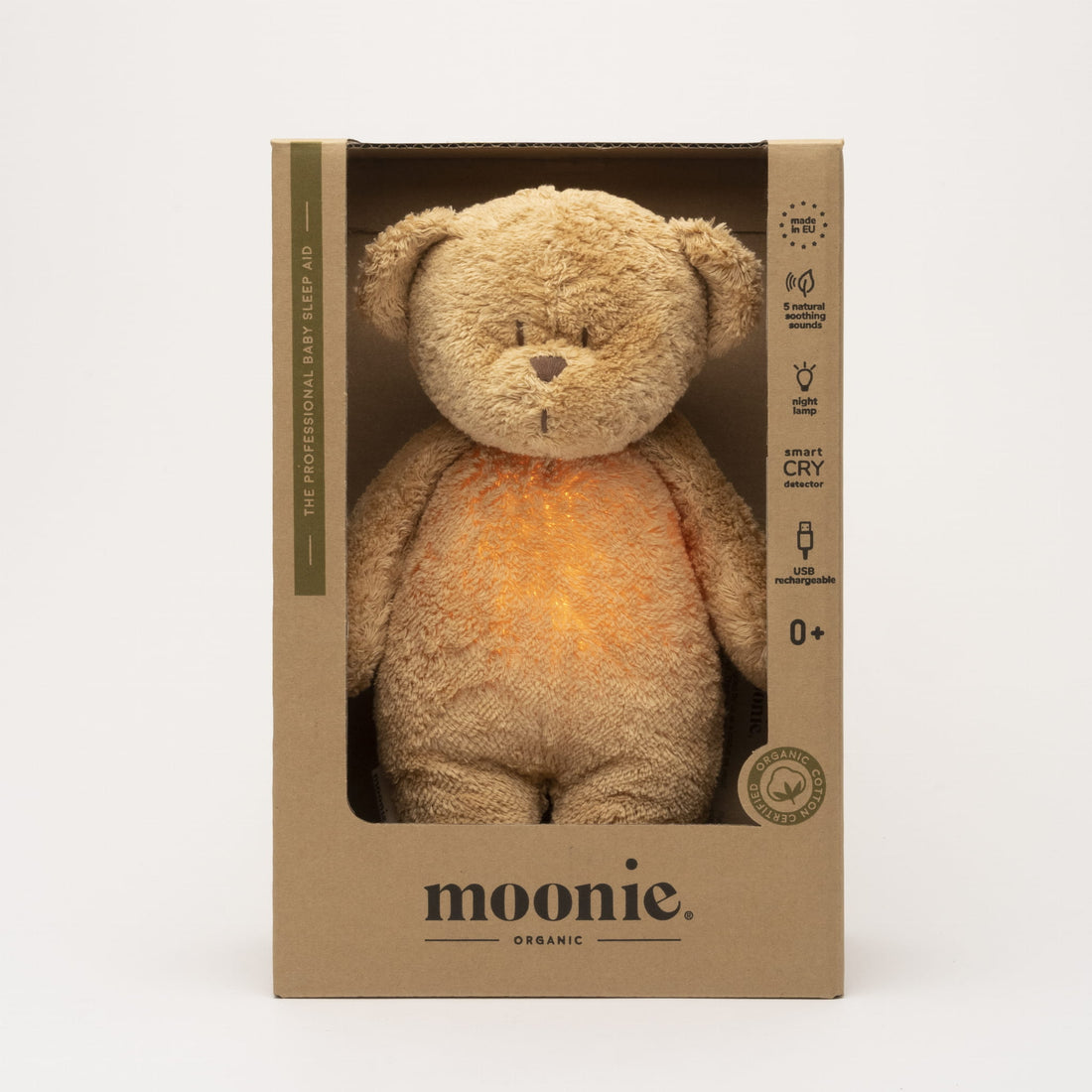 Moonie - Kuschelbär &amp; Nachtlicht &amp; Einschlafhilfe in einem beige