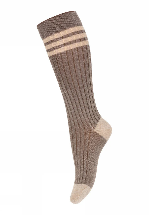MP Denmark - Kinder Kneesocken Glitzer braun