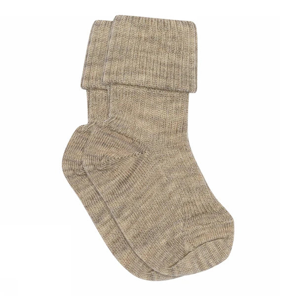 MP Denmark - Baby Socken gerippt Merinowolle beige