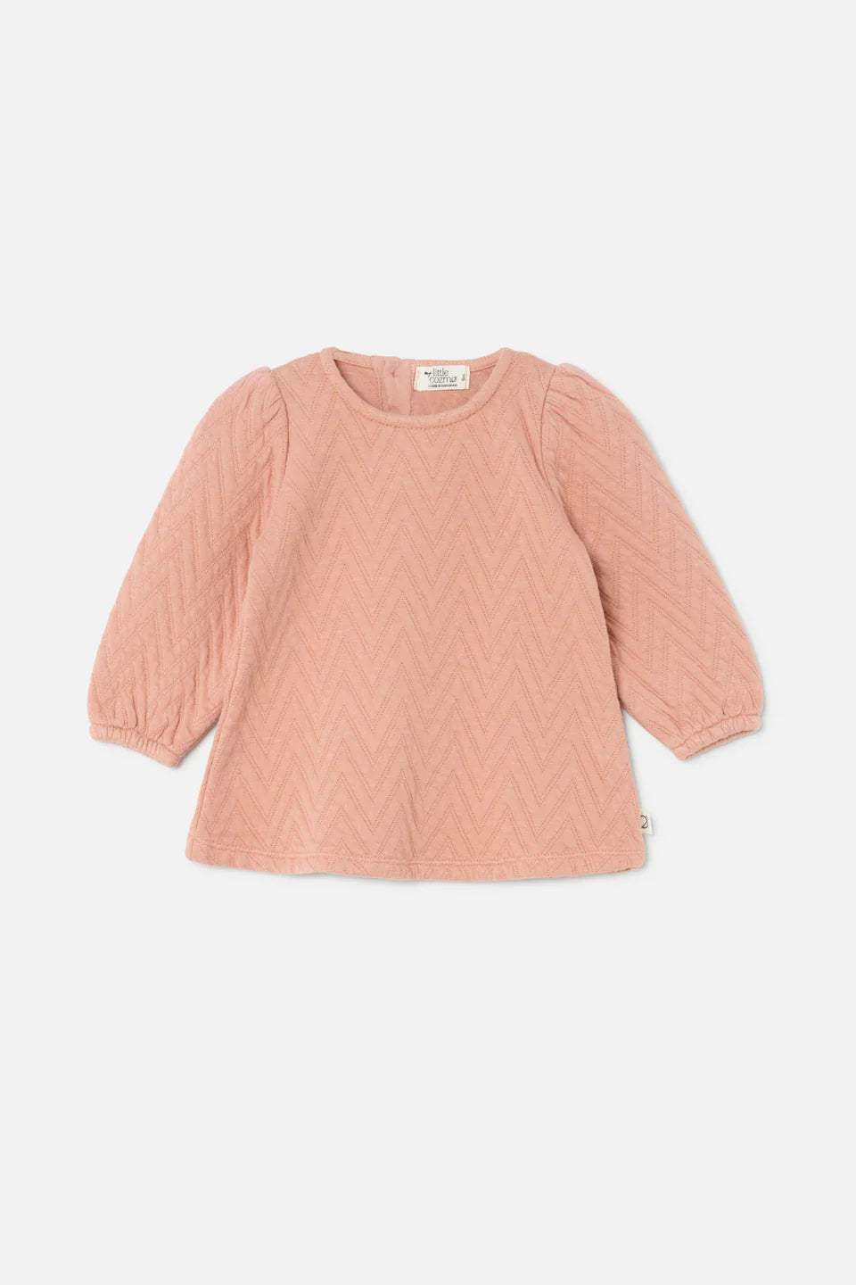 Süßes gestepptes Babykleid aus 100% Baumwolle von My Little Cozmo mit lange Puffärmel.