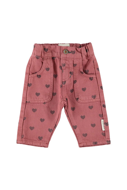 Piupiuchick - Baby Hose "pink w/ hearts" Baumwolle (Bio)