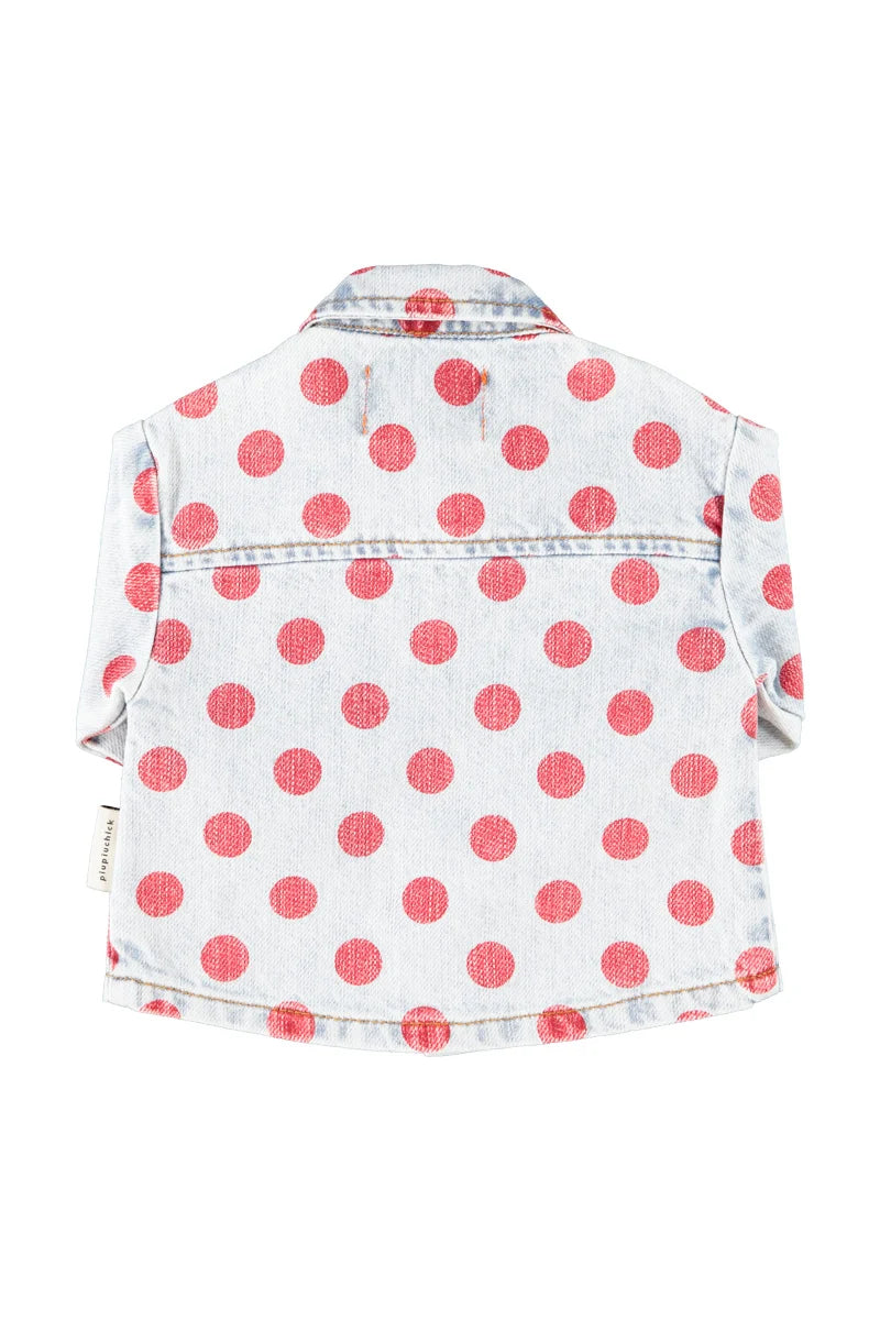 Piupiuchick - Baby Hemd denim "red dots" Baumwolle