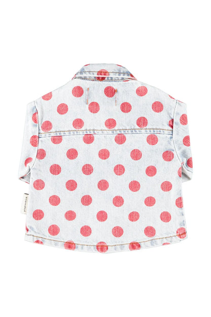 Piupiuchick - Baby Hemd denim "red dots" Baumwolle