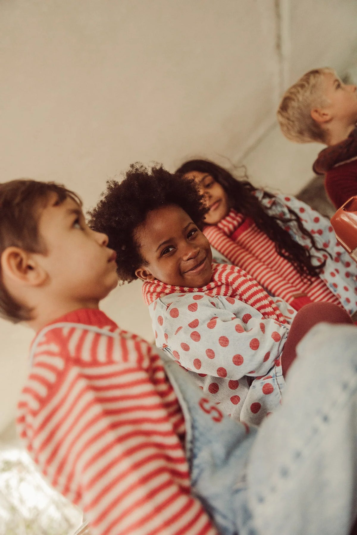 Piupiuchick - Baby Hemd denim "red dots" Baumwolle