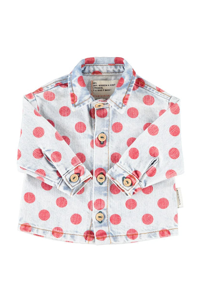 Piupiuchick - Baby Hemd denim "red dots" Baumwolle