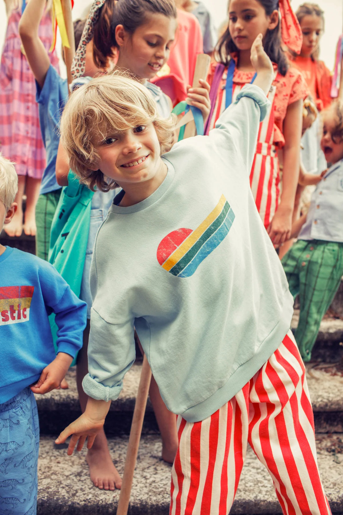 Piupiuchick - Kinder Sweatshirt Eighties hellblau