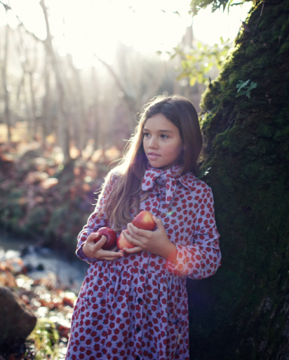 Piupiuchick - Kinder Kleid Äpfel flieder