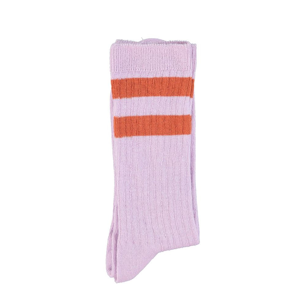 Piupiuchick - Kinder Socken flieder mit terracotta Streifen