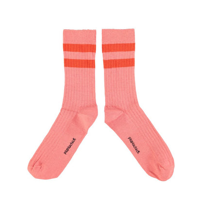 Piupiuchick - Kinder Socken rosa mit orangen Streifen
