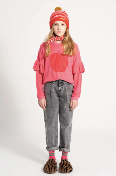 Piupiuchick - Kinder Sweatshirt Apfel Print rosa