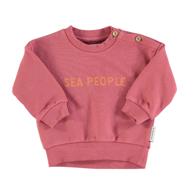 Baby Sweatshirt in rosa mit &quot;sea people&quot; Aufdruck für Mädchen und Jungen von Piupiuchick.