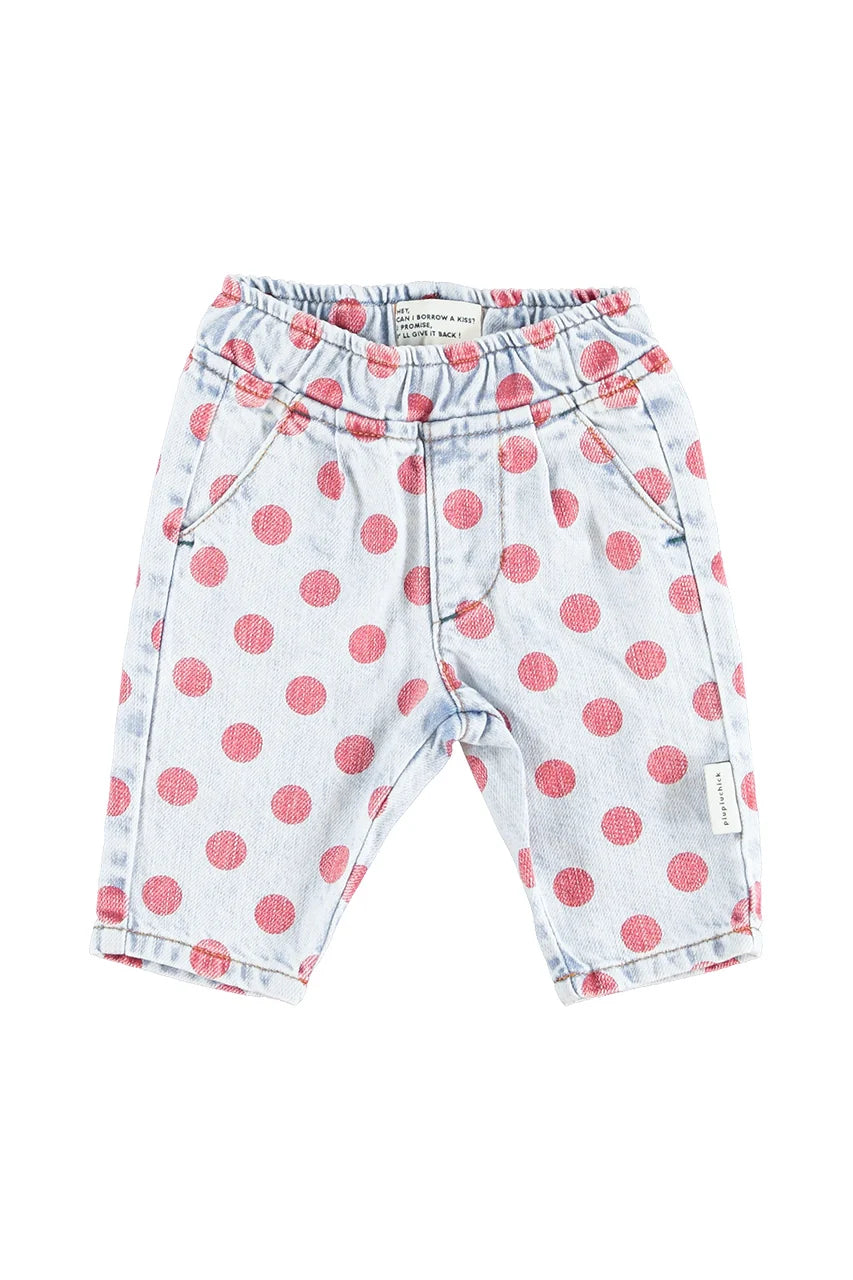 Piupiuchick - Baby Hose denim "red dots" Baumwolle