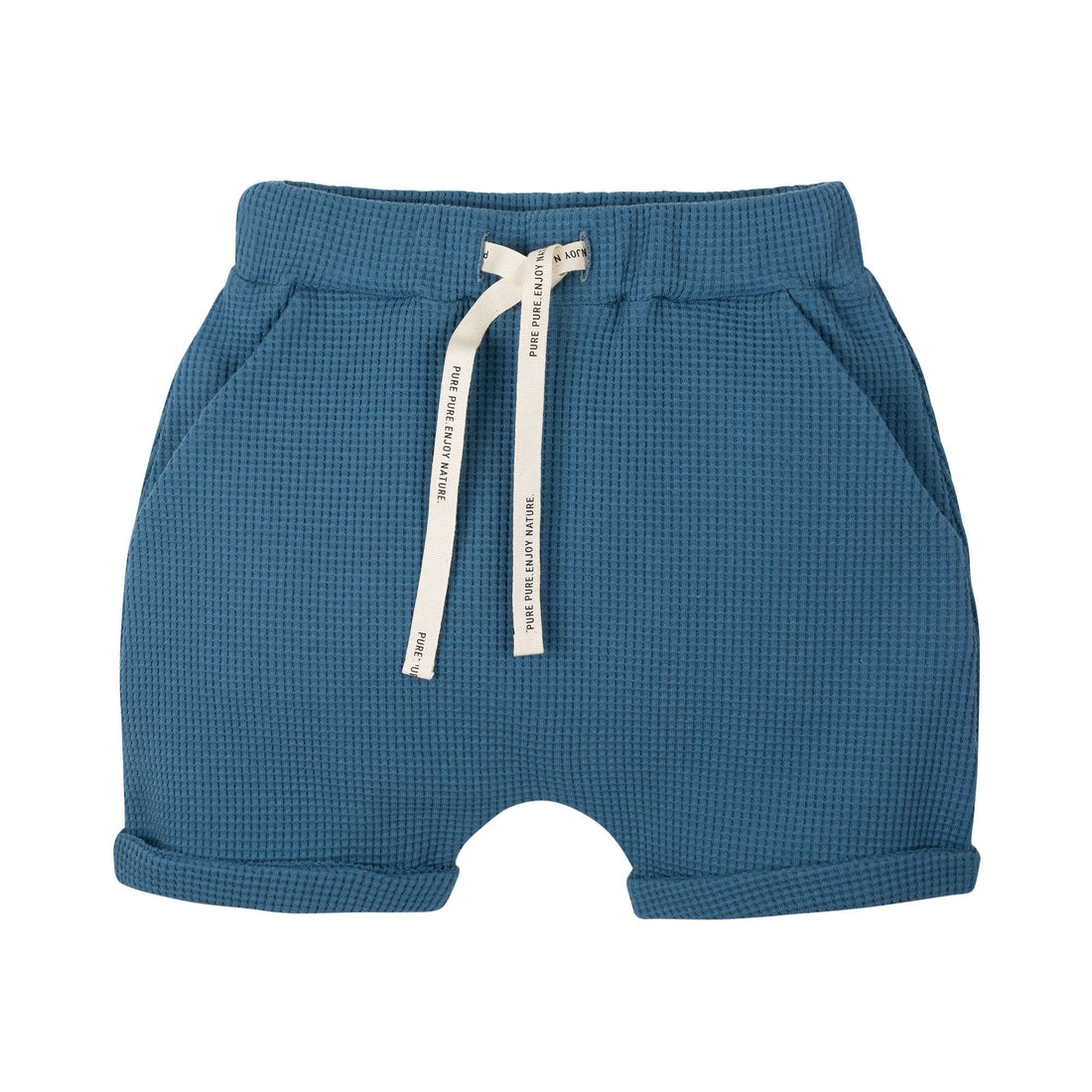 Kurze Hose aus Baumwolle mit Waffle-Muster in blau von Pure Pure für Mädchen und Jungen.