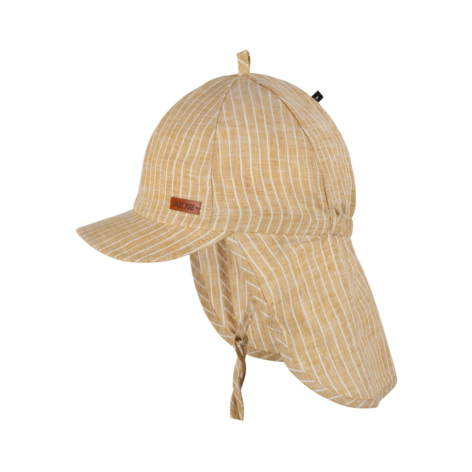 Coole Sommer Kappe für Mädchen und Jungen mit Nackenschutz und Bändern zum Zubinden aus Biobaumwolle von Pure Pure.