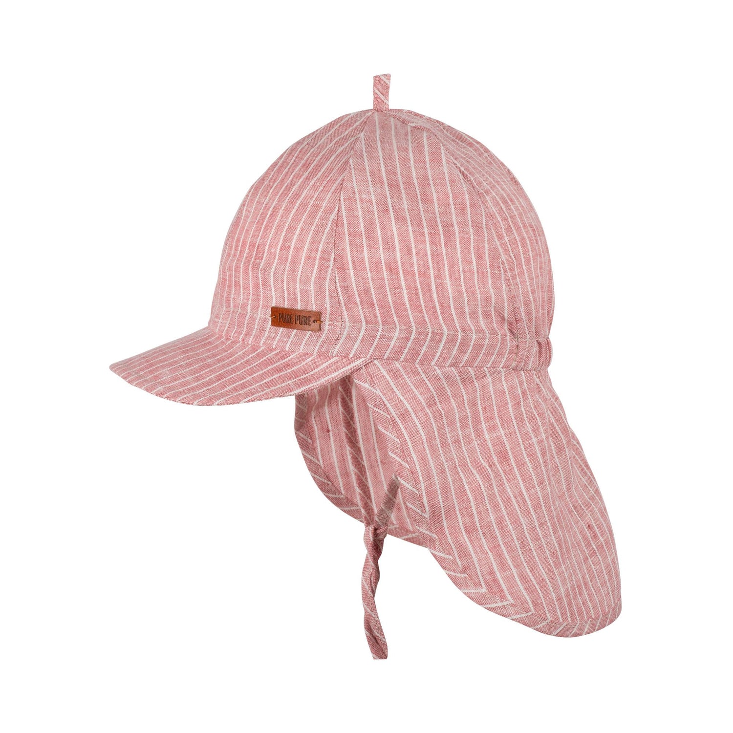 Coole Sommer Kappe für Mädchen und Jungen mit Nackenschutz und Bändern zum Zubinden aus Biobaumwolle von Pure Pur