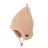 Süße Mütze aus supersoftem Plüsch in 80% Schurwolle, gefüttert mit geringeltem Baumwolljersey - GOTS zertifiziert.