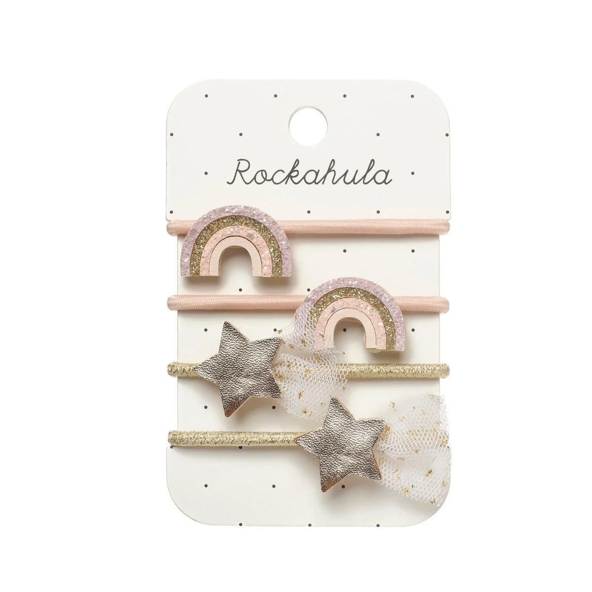 Rockahula - Haargummis Regenbogen gold, 4er Set