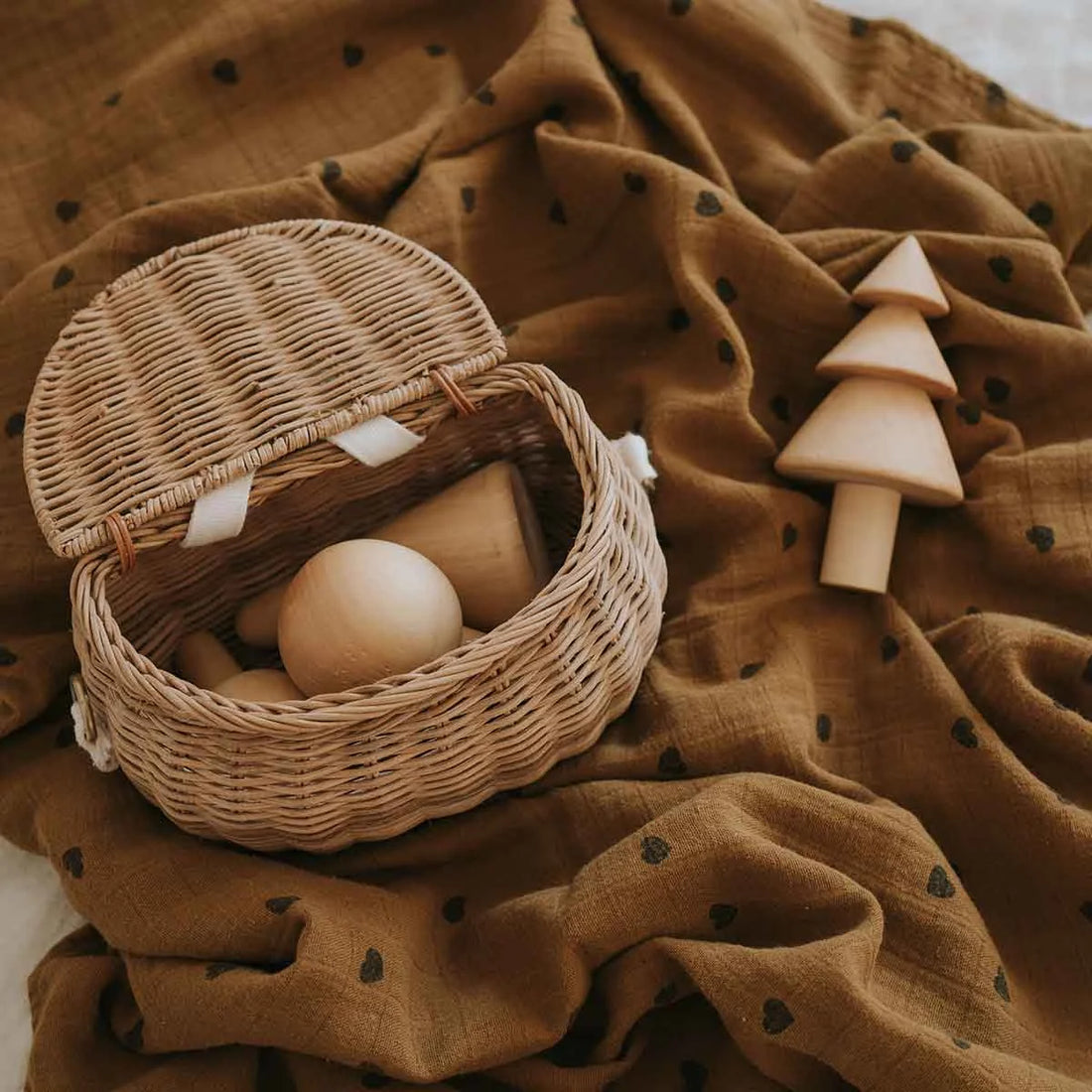 Rose in April - Swaddle Herzen braun MINI & ME