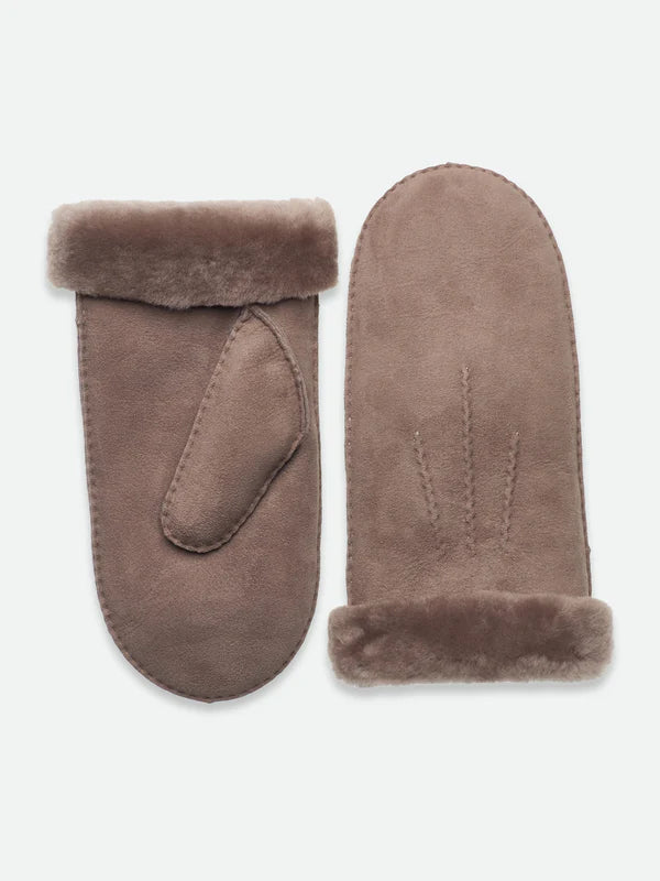 Rosemunde - Lammfell Fäustlinge dunkelbraun für Frauen/Damen