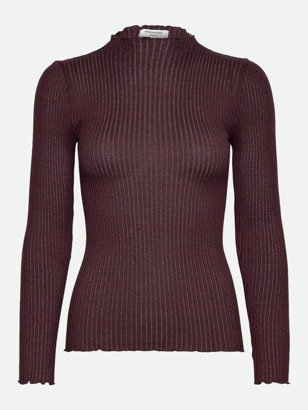 Rosemunde - Langarmshirt „Belize“ mit Kragen bordeaux rot für Frauen
