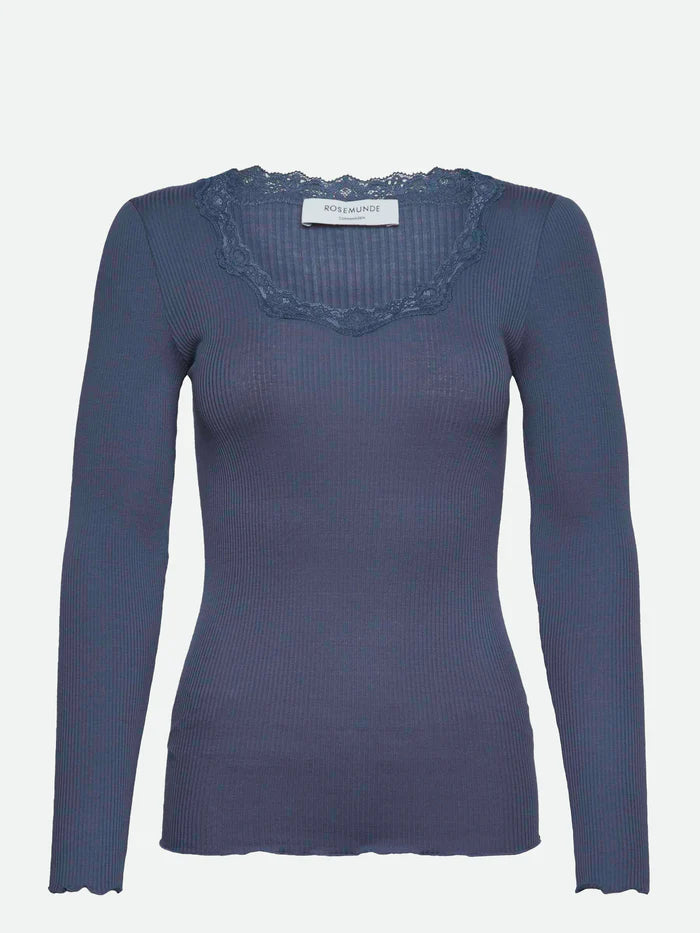 Rosemunde - Langarmshirt mit Spitze dunkelblau
