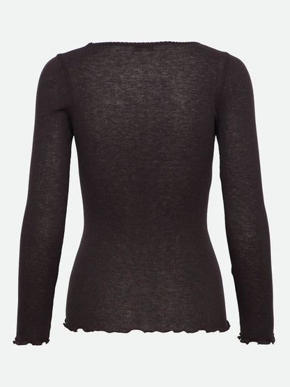 Rosemunde - Damen Langarmshirt schwarz Wolle