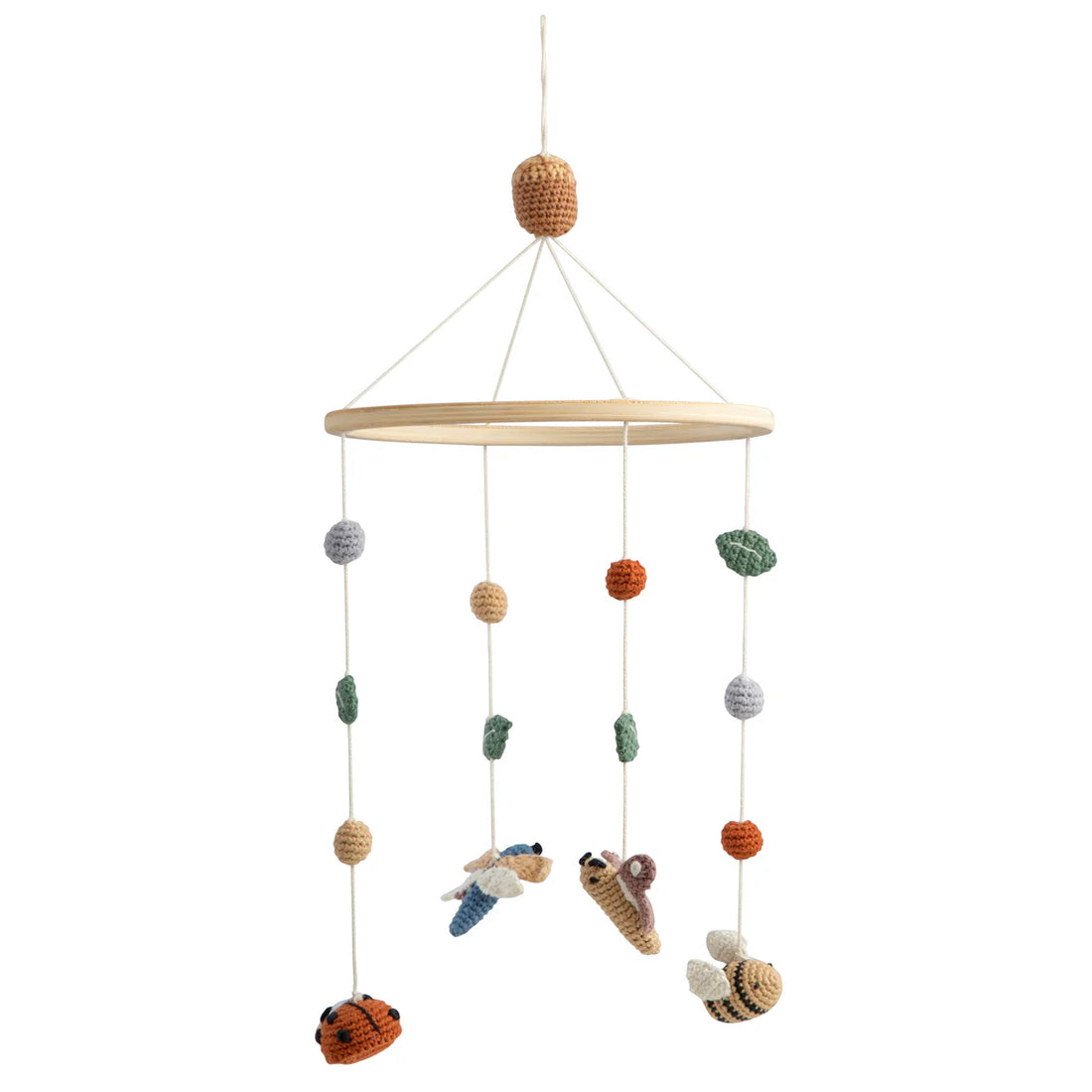 Handgehäkeltes Babymobile mit Motiven aus der Pixie-Land-Kollektion von Sebra