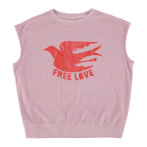 Ärmelloses
aus Bio-Frottee mit Aufdruck free love von Sisters Department