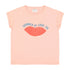 T-Shirt in Pfirsichfarbe mit Rundhalsausschnitt und Lippen Print  von Sisters Department